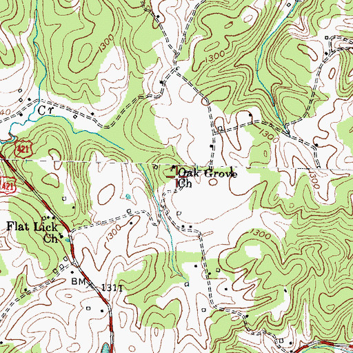 Topographic Map of Oak Grove School (historical), KY