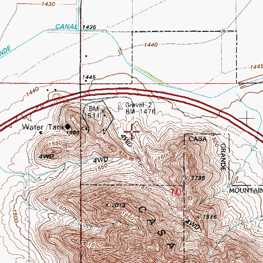 Topographic Map of Casa Grande Mountain Park, AZ