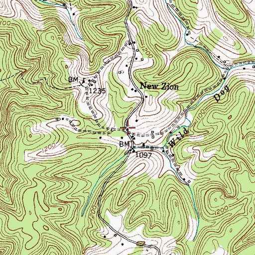 Topographic Map of New Zion Post Office (historical), KY