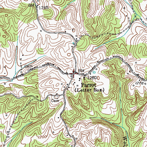 Topographic Map of Parrot Post Office (historical), KY