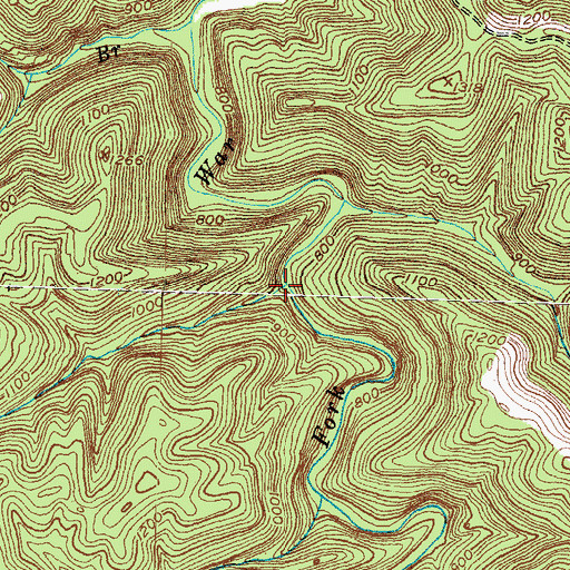 Topographic Map of Wood Cutting Branch, KY