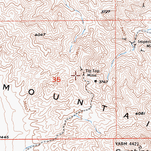 Topographic Map of Tip Top Mine, CA