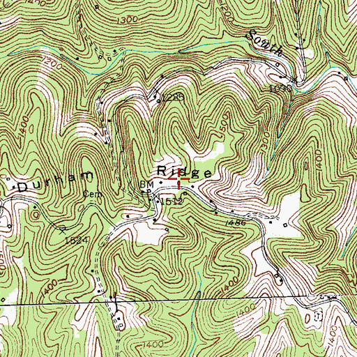Topographic Map of Durham Ridge (historical), KY