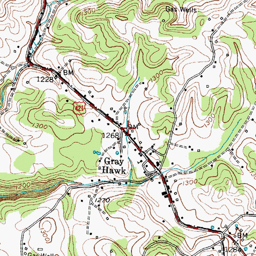Topographic Map of Gray Hawk Post Office (historical), KY