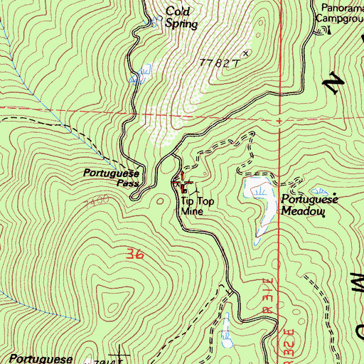 Topographic Map of Tip Top Mine, CA