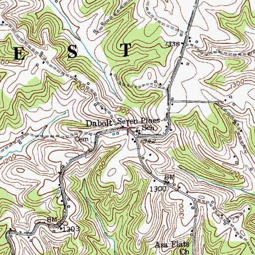 Topographic Map of Seven Pines (historical), KY