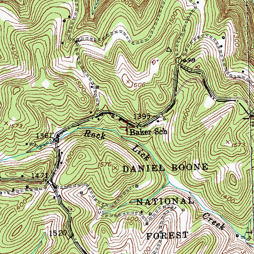 Topographic Map of Baker (historical), KY