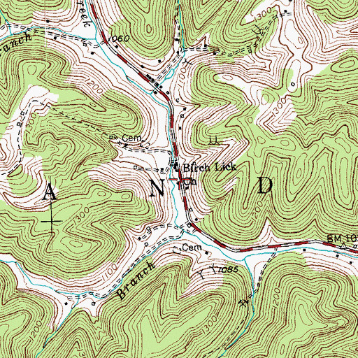 Topographic Map of Birch Lick School (historical), KY