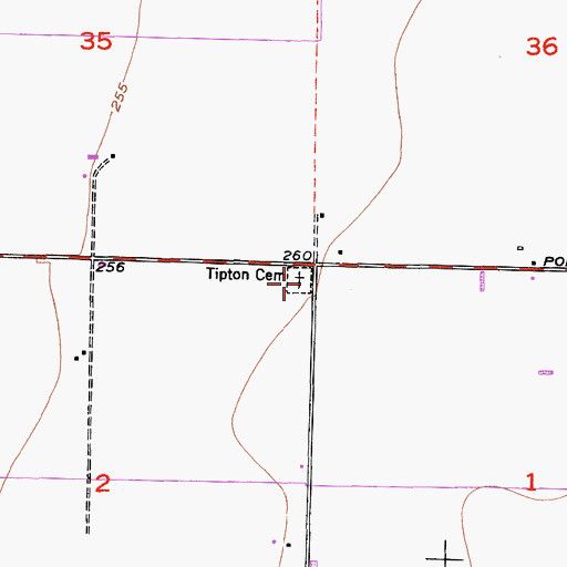 Topographic Map of Tipton Cemetery, CA