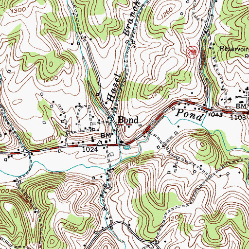 Topographic Map of Bond Post Office (historical), KY