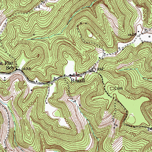 Topographic Map of Brazil Post Office (historical), KY