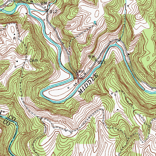 Topographic Map of Carko Post Office (historical), KY