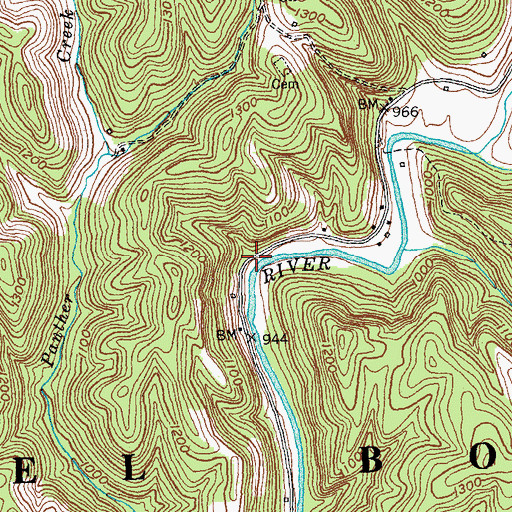 Topographic Map of Cave Branch, KY