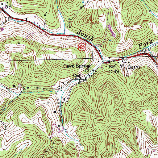 Topographic Map of Cave Spring School (historical), KY