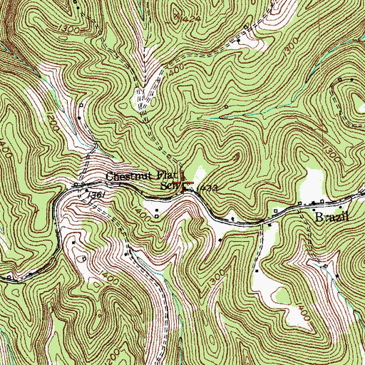 Topographic Map of Chestnut Flat (historical), KY