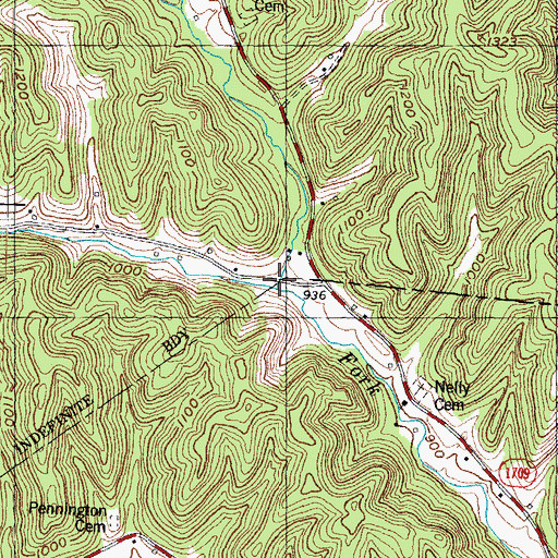 Topographic Map of Clark Branch, KY