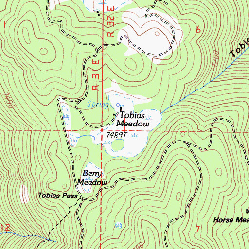 Topographic Map of Tobias Meadow, CA