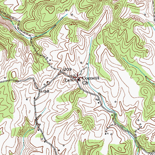Topographic Map of Cornett Cemetery, KY