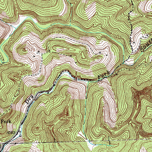 Topographic Map of Dry Fork (historical), KY