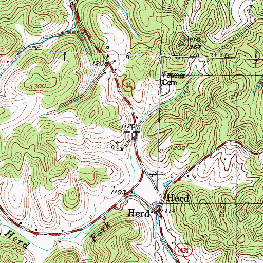 Topographic Map of Fall Rock Church, KY