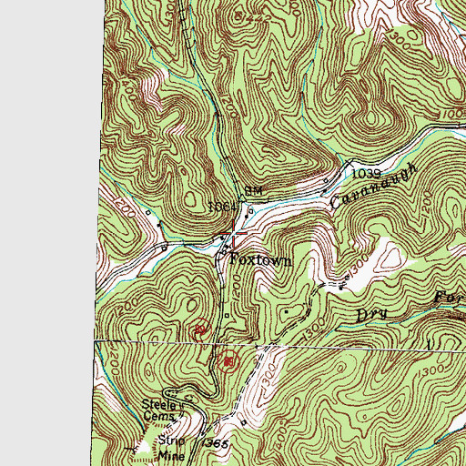 Topographic Map of Foxtown Post Office (historical), KY