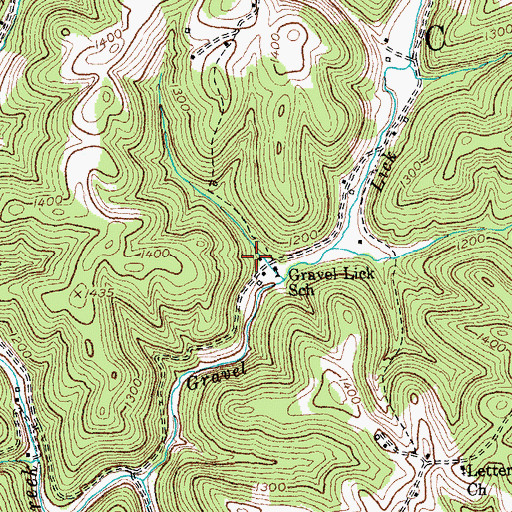 Topographic Map of Gravel Lick, KY
