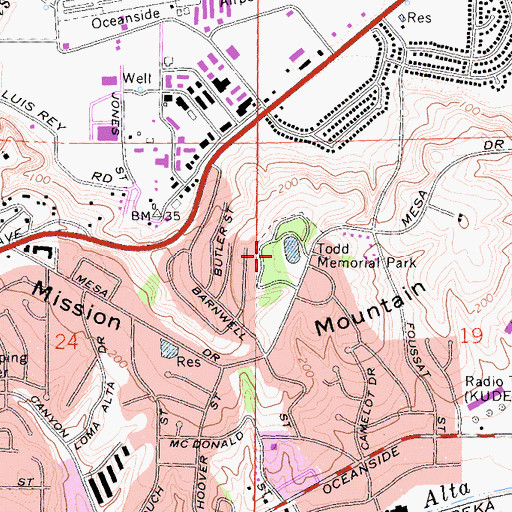 Topographic Map of Todd Memorial Park, CA