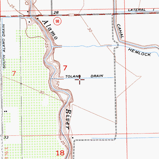 Topographic Map of Toland Drain, CA