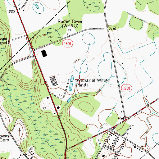Topographic Map of Red Springs Industrial Park, NC