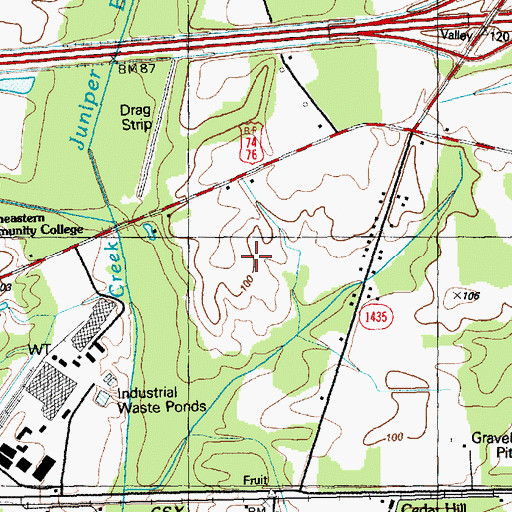 Topographic Map of Southeast Regional Park, NC