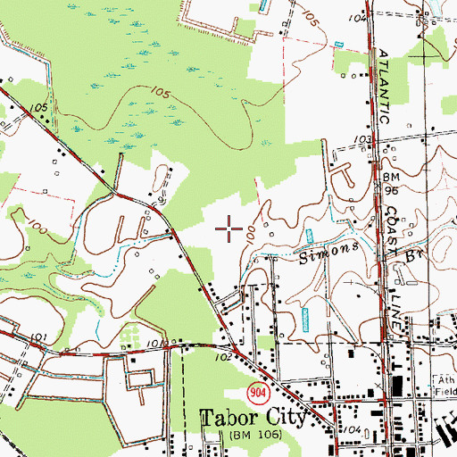 Topographic Map of Tabor Industrial Park, NC