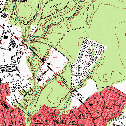Topographic Map of Branch Wood Shopping Center, NC
