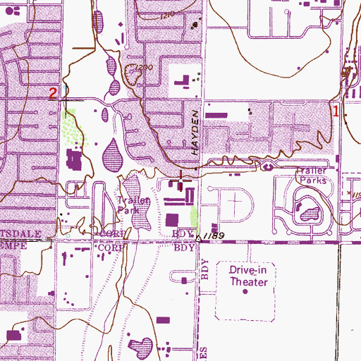 Topographic Map of Riviera Mobile Home Park, AZ