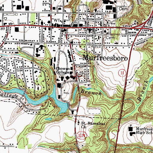 Topographic Map of Chowan University - Daniel Hall, NC