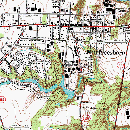 Topographic Map of Chowan University - Green Hall, NC