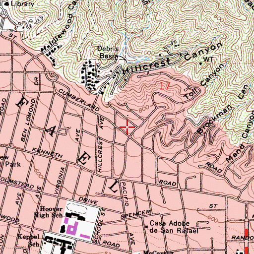 Topographic Map of Toll Canyon, CA
