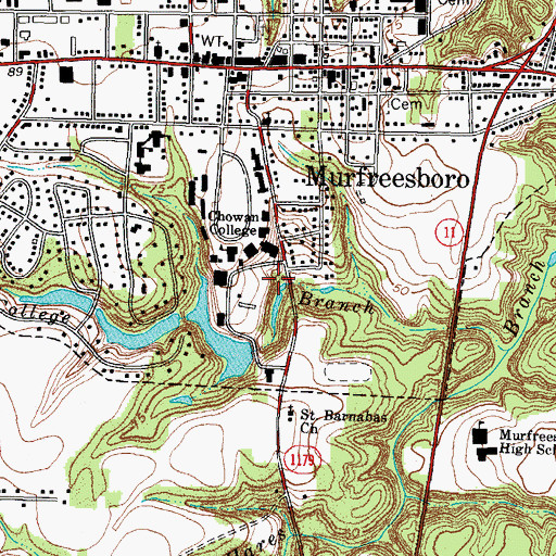 Topographic Map of Chowan University - Horner Graphics Center, NC