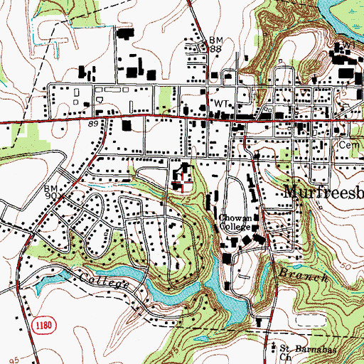 Topographic Map of Chowan University - Jenkins Center, NC