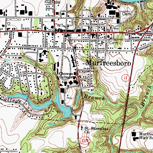 Topographic Map of Chowan University - McSweeny Hall, NC