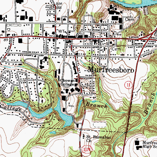 Topographic Map of Chowan University -  Robert Marks Hall, NC