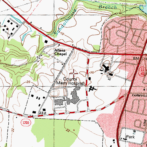Topographic Map of East Carolina University - Greenville Health Sciences Campus Biotechnology Building, NC