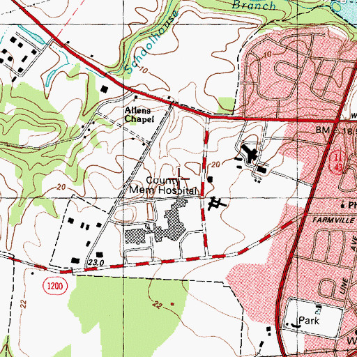 Topographic Map of East Carolina University - Greenville Health Sciences Campus Brody Medical Sciences Building, NC