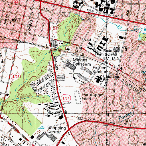 Topographic Map of East Carolina University - Ward Sports Medicine Building, NC