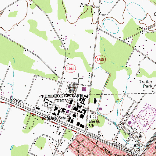 Topographic Map of University of North Carolina - Pembroke Campus Lumbee Hall, NC