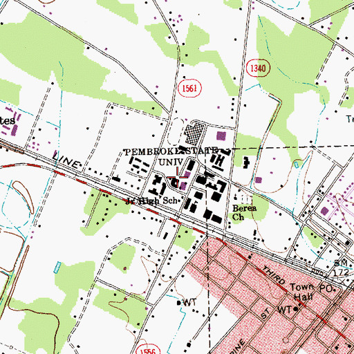 Topographic Map of University of North Carolina - Pembroke Campus West Residence Hall, NC