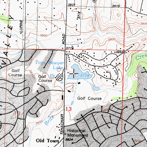 Topographic Map of Tom Sawyer Lake, CA