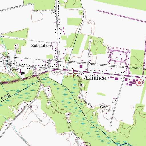 Topographic Map of Alliance Post Office, NC