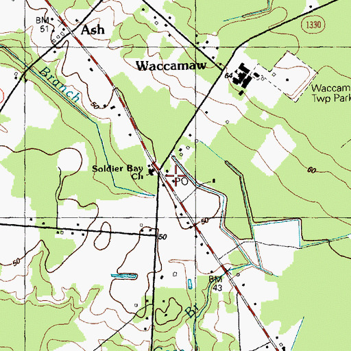 Topographic Map of Ash Post Office, NC