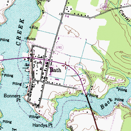 Topographic Map of Bath Post Office, NC