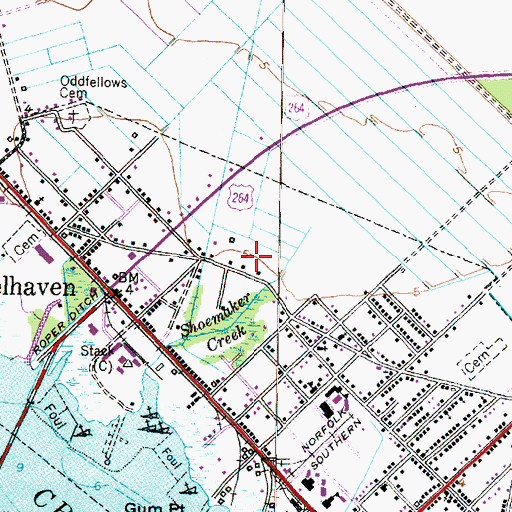 Topographic Map of Belhaven Post Office, NC